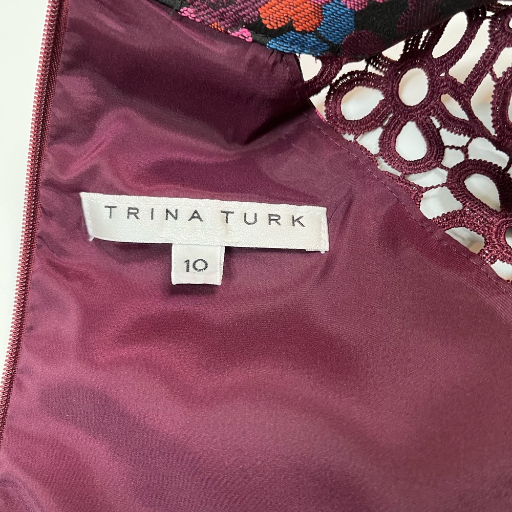 Trina Turk Davis Dress Burgundy Floral Print - Picture 7 of 12